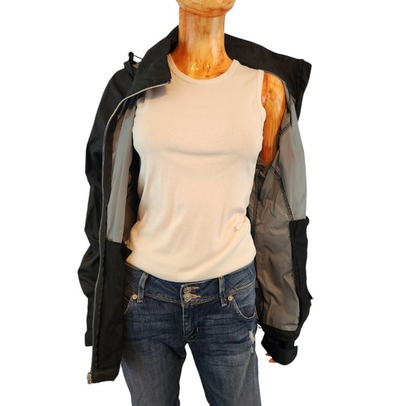 COLUMBIA lightweight waterproof black packable hooded rain jacket - Picture 8 of 11